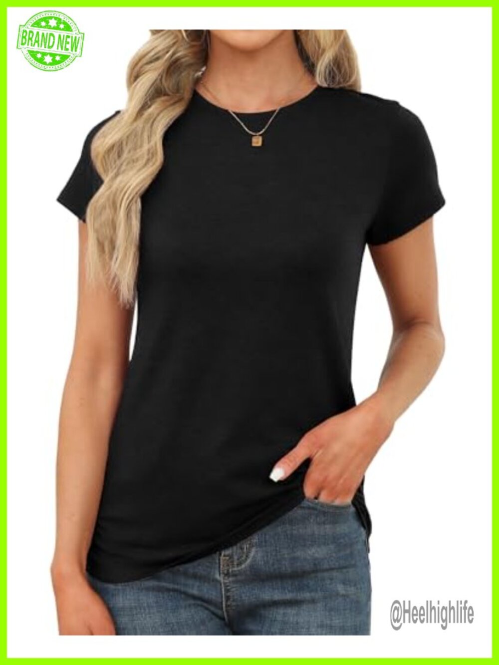 Women's Short Sleeve Crew Neck Stretchy Basic T-Shirt Summer Top
